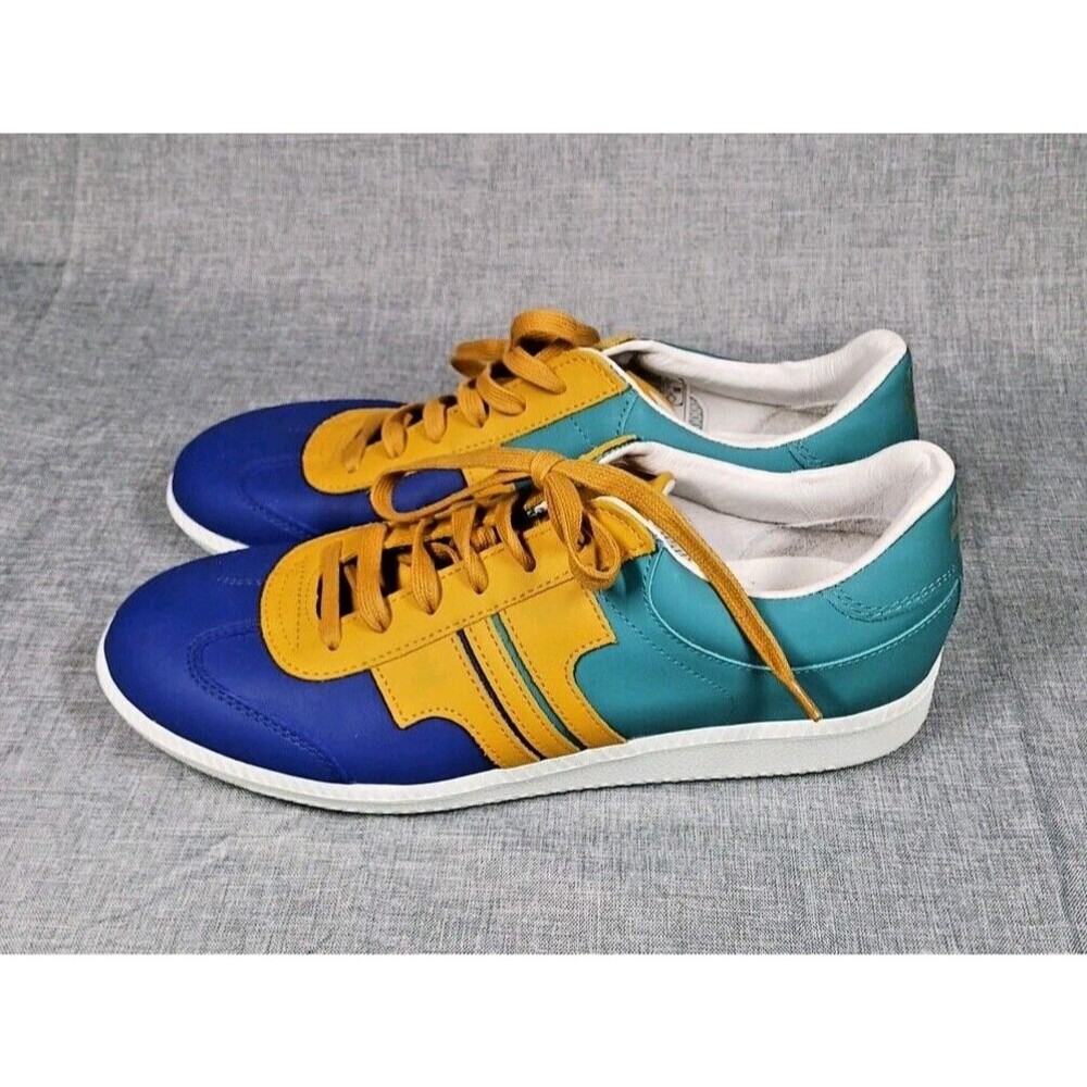 Tisza Compakt Leather Sneakers US 6.5 UK 6 Hungary Teal Blue Mustard Colorblock
